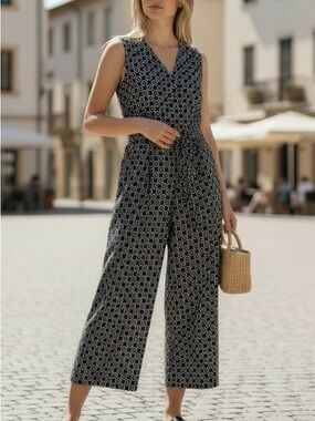 Velvet Torch Black & White Geometric Midi Wrap Pant One-Piece Nordstrom